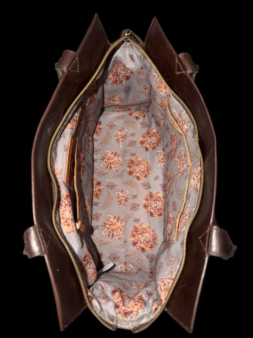 HOBO Seeker Shoulder Bag Chocolate Brown Polished Leather Double Handle Satchel - Picture 6 of 7